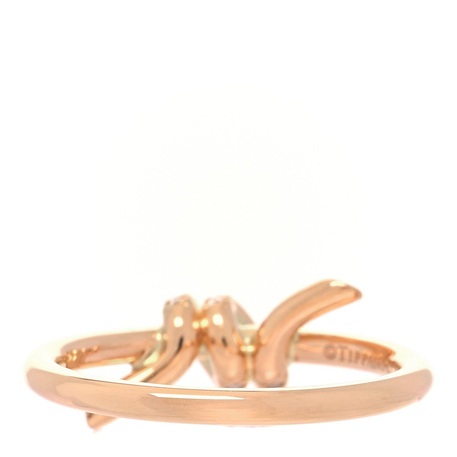 Tiffany 18K Rose Gold Diamond Small Knot Ring 47 4 3 of 5