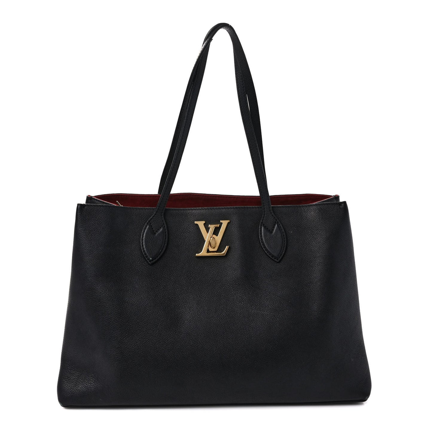 Grained Calfskin Lockme Shopper Black