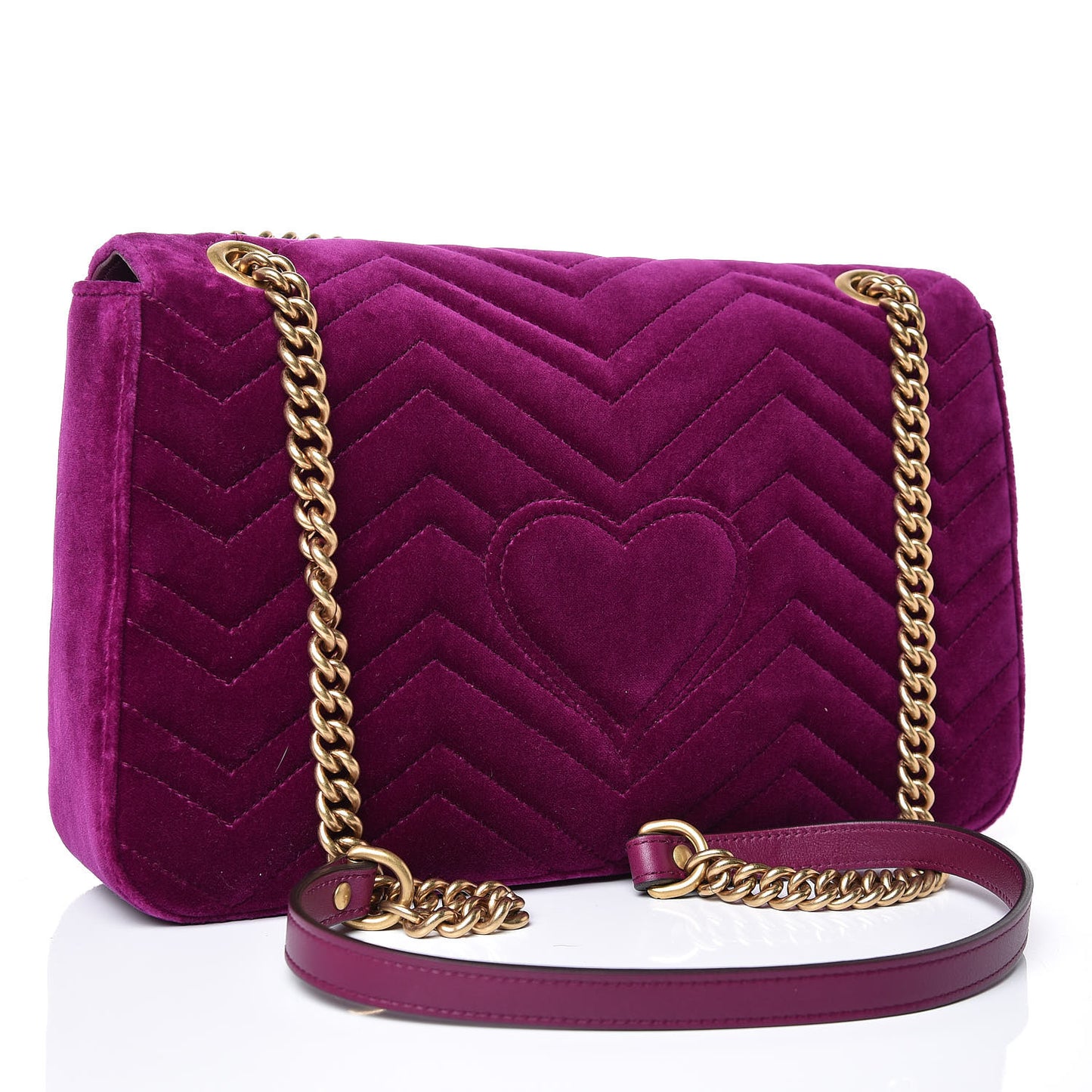 Velvet Matelasse Loved Embroidered Medium GG Marmont Shoulder Bag Fuchsia Violet Cyclamen