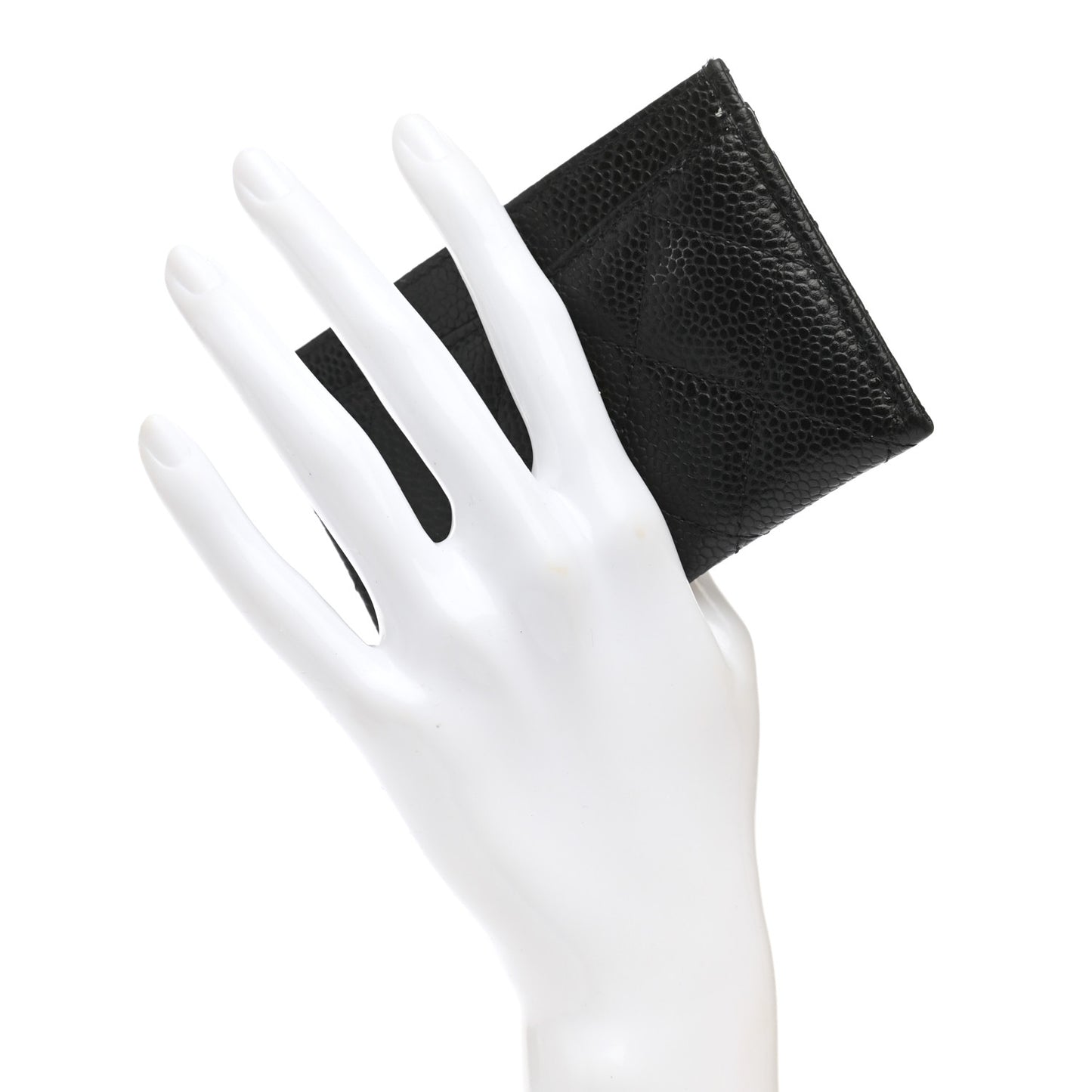 Caviar Quilted Card Holder Black