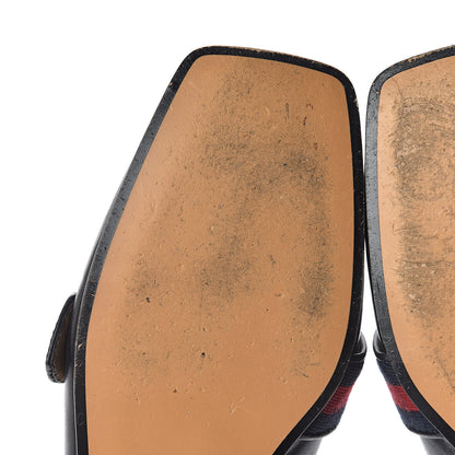 Gucci Calfskin Web Womens Peyton GG Slippers 35 Black 10 of 14