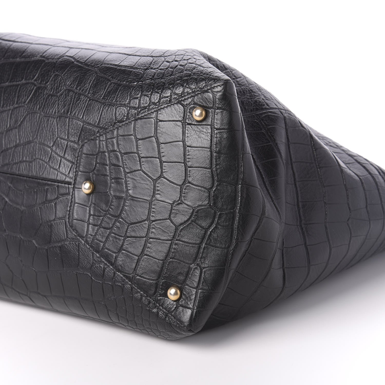 Chanel Calfskin Crocodile Embossed Large Cocodile Shopping Tote Black 8 of 11