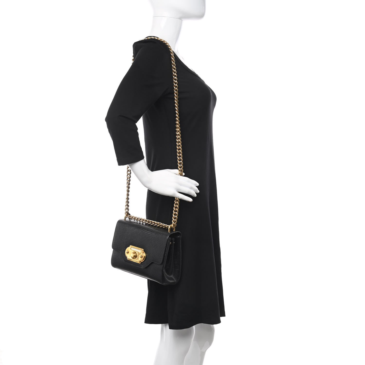 Dolce & Gabbana Iguana Calfskin Embossed Mini Welcome Crossbody Bag Black 3 of 15