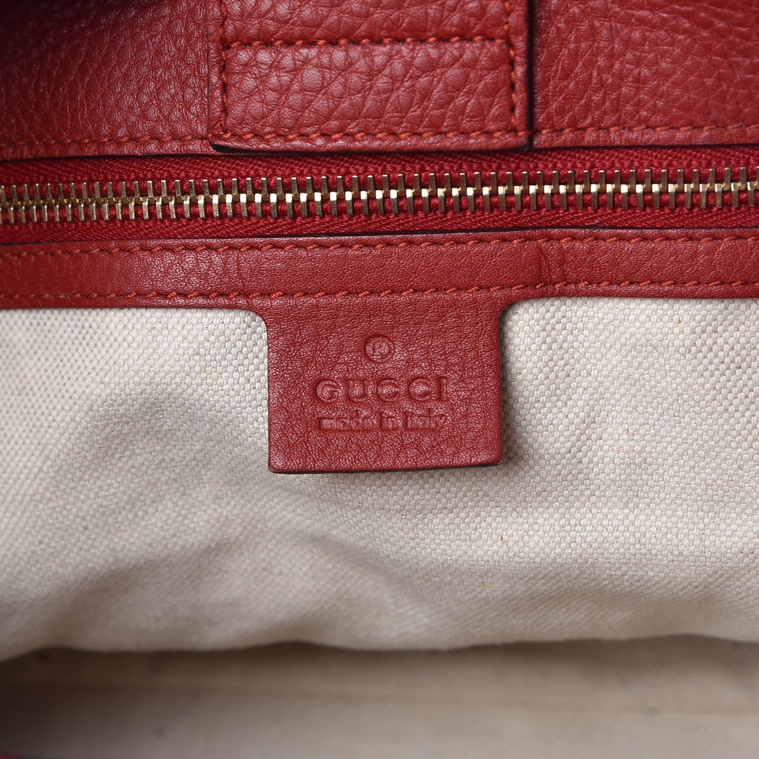 Gucci Pebbled Calfskin Medium Bamboo Shopper Tote Red 10 of 11