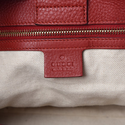 Gucci Pebbled Calfskin Medium Bamboo Shopper Tote Red 10 of 11