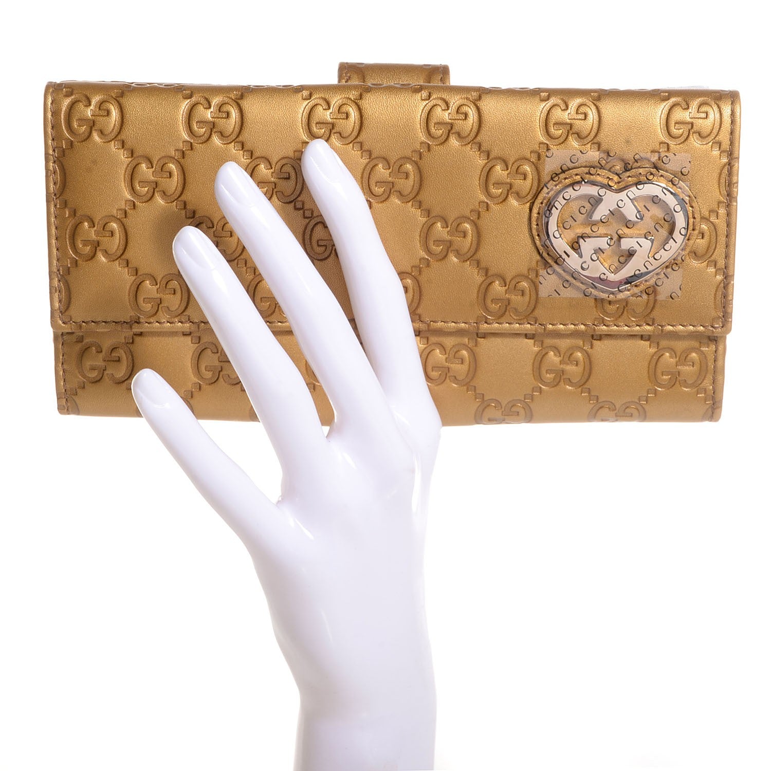 Gucci Metallic Soft Guccissima Lovely Continental Wallet Gold 2 of 8