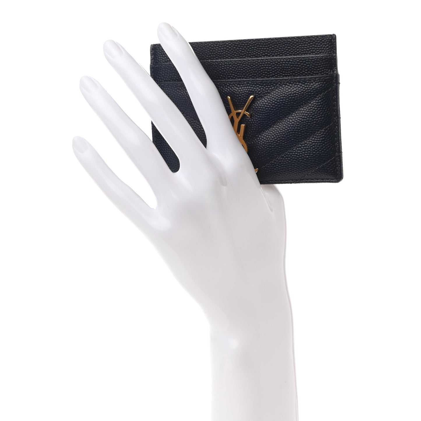 Grain De Poudre Matelasse Chevron Monogram Credit Card Case Navy