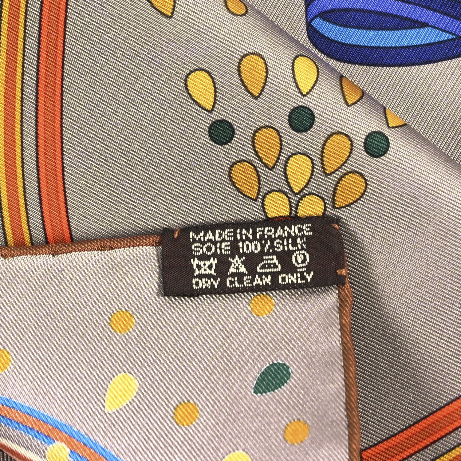 Hermes Silk Le Laboratoire du Temps Scarf 90 Etoupe Bleu Caramel 3 of 3
