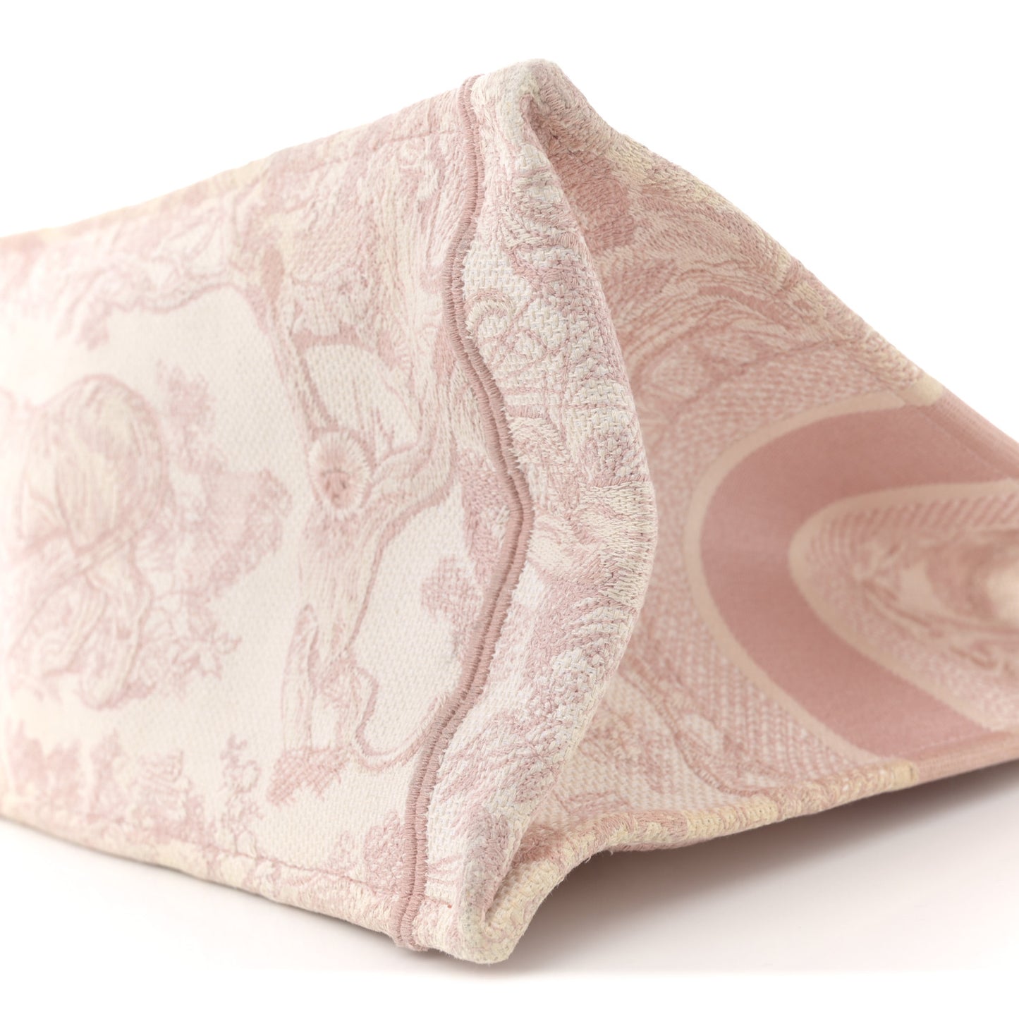 Canvas Toile De Jouy Embroidered Medium Book Tote Pink