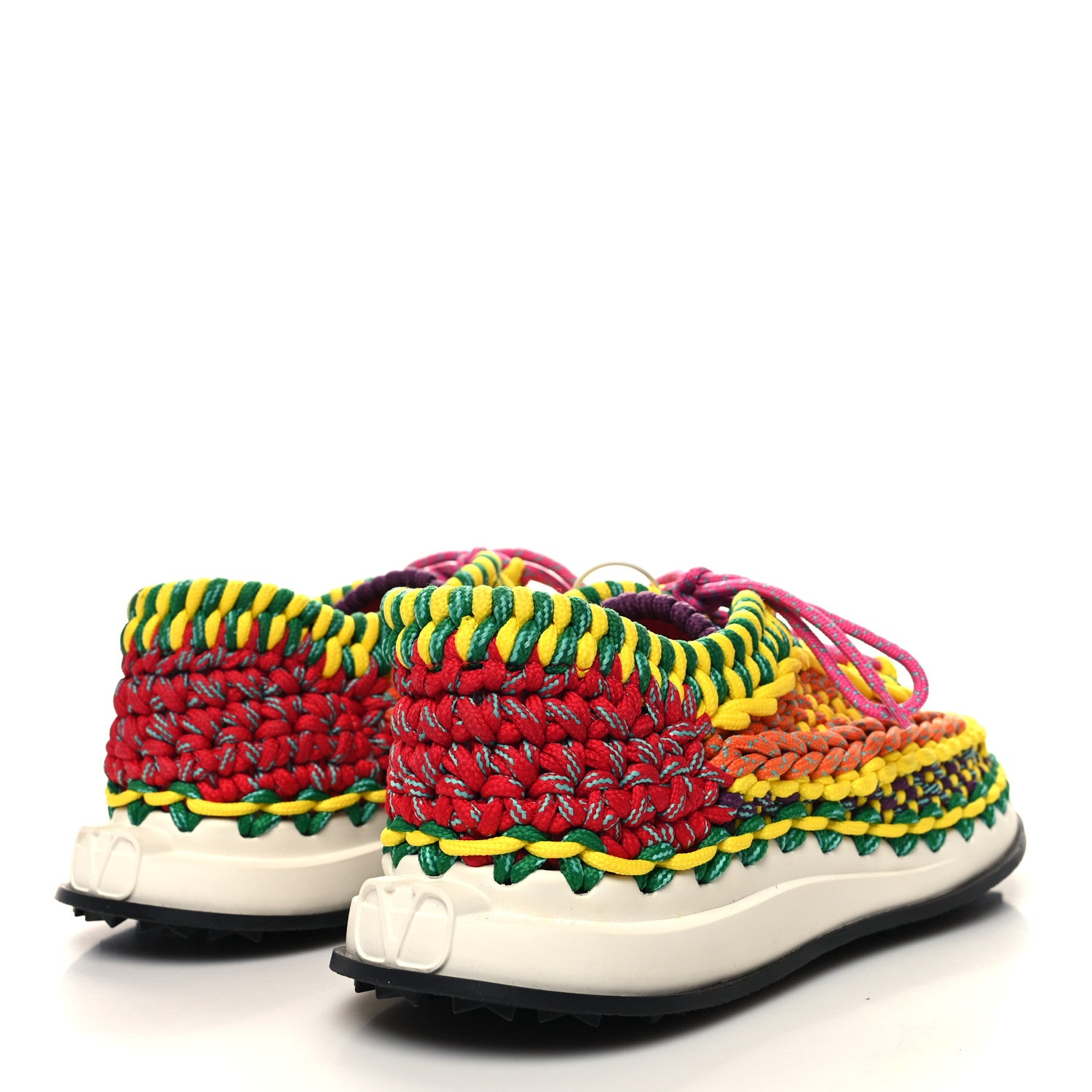 Valentino Garavani Fabric Crochet Mens Low Top Sneakers 44 Bright Lemon Rogue Pur Rose Violet Titian White Black 4 of 8