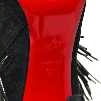 Christian Louboutin Veau Velours Lame Tweed Bolcheva 120 Thigh High Boots 37 Black Platine 6 of 9