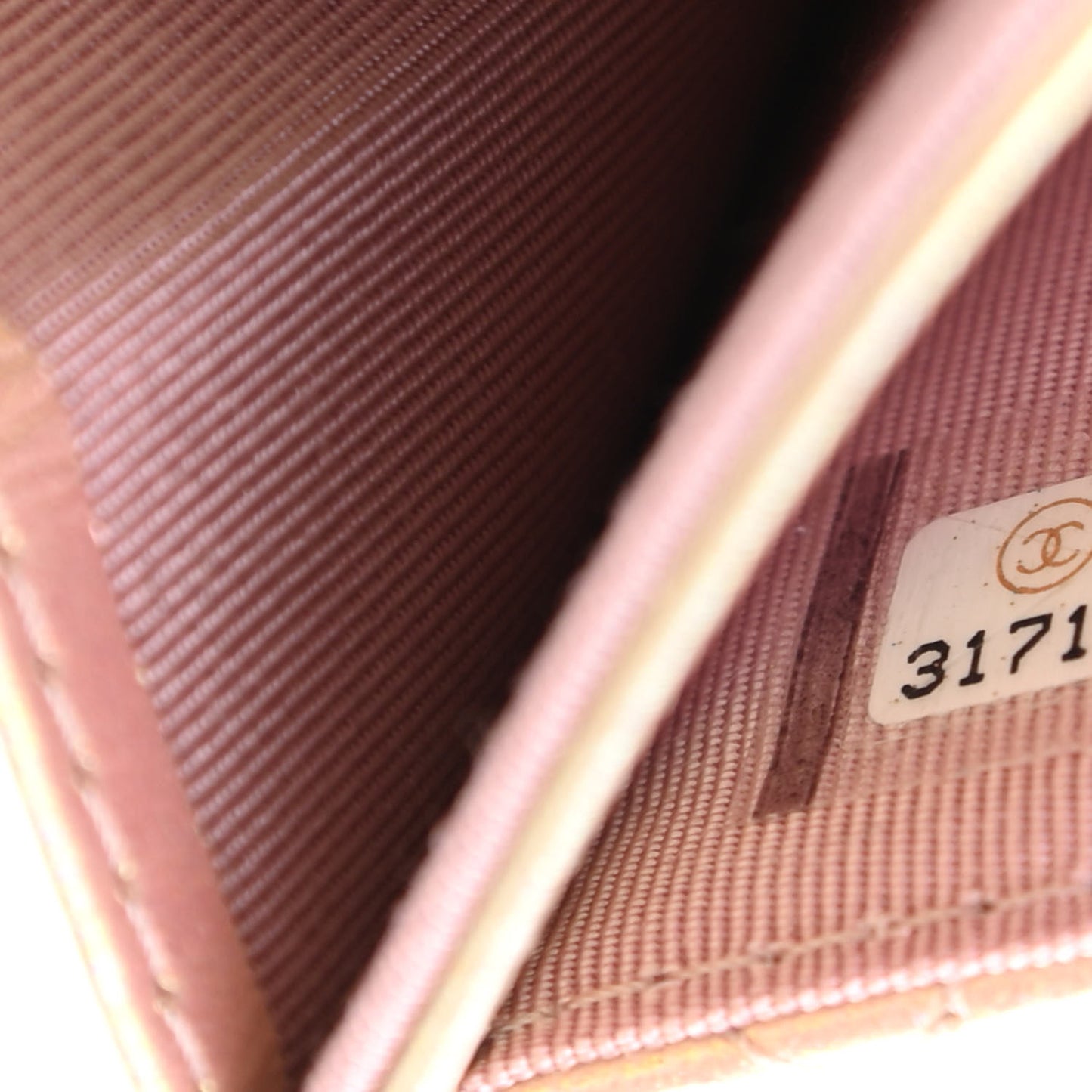 Iridescent Calfskin Quilted Flap Card Holder Wallet Pink