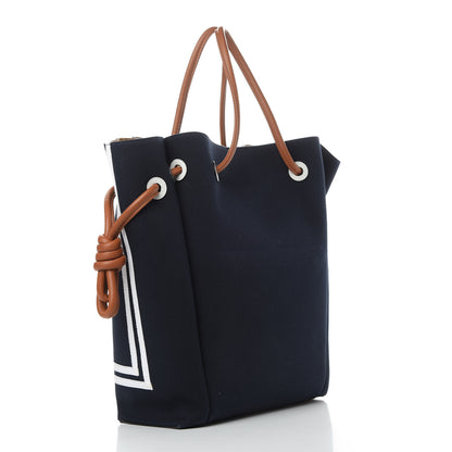 Loewe Canvas Calfskin Flamenco Knot Tote Deep Blue Soft White 3 of 12