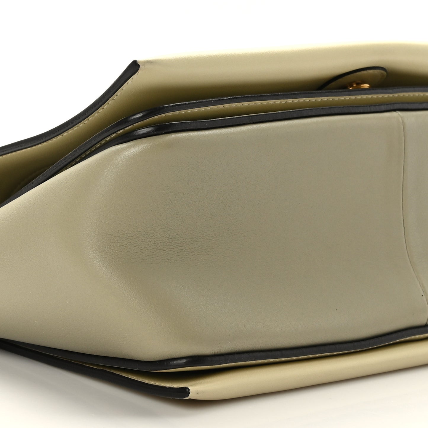 Shiny Smooth Calfskin Medium Frame Shoulder Bag Chalk Mastic