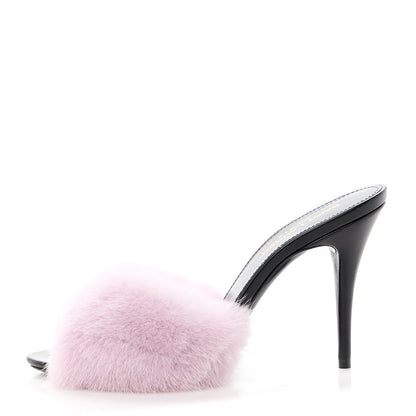Saint Laurent Mink Calfskin Roy Mule Sandals 36.5 Rose Love 1 of 7