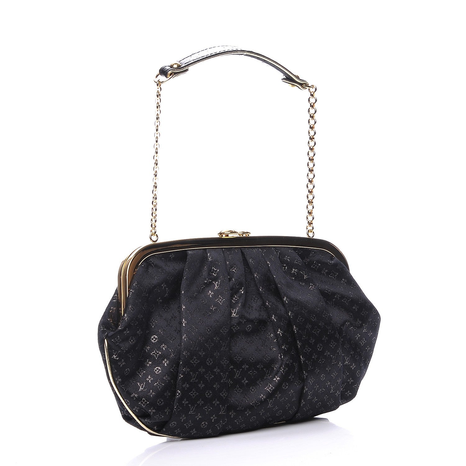 Louis Vuitton Satin Monogram Aumoniere Clutch Black 4 of 8