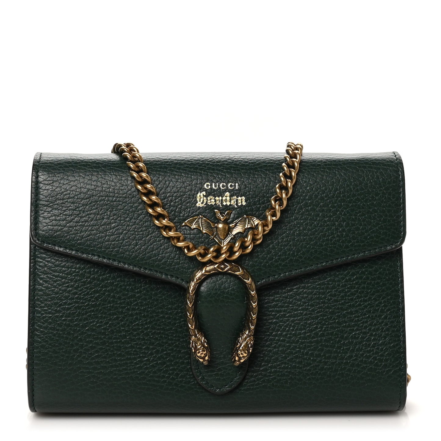 Calfskin Garden Dionysus Chain Wallet Emerald