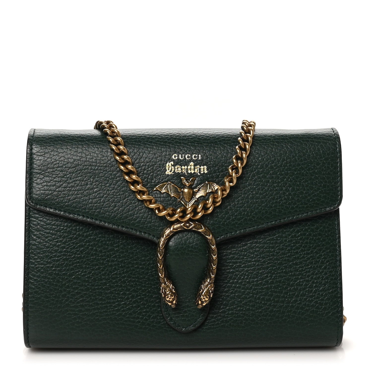 Gucci Calfskin Garden Dionysus Chain Wallet Emerald 1 of 11