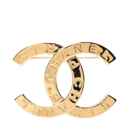 Chanel Metal Paris Button CC Large Brooch Gold 1 of 4