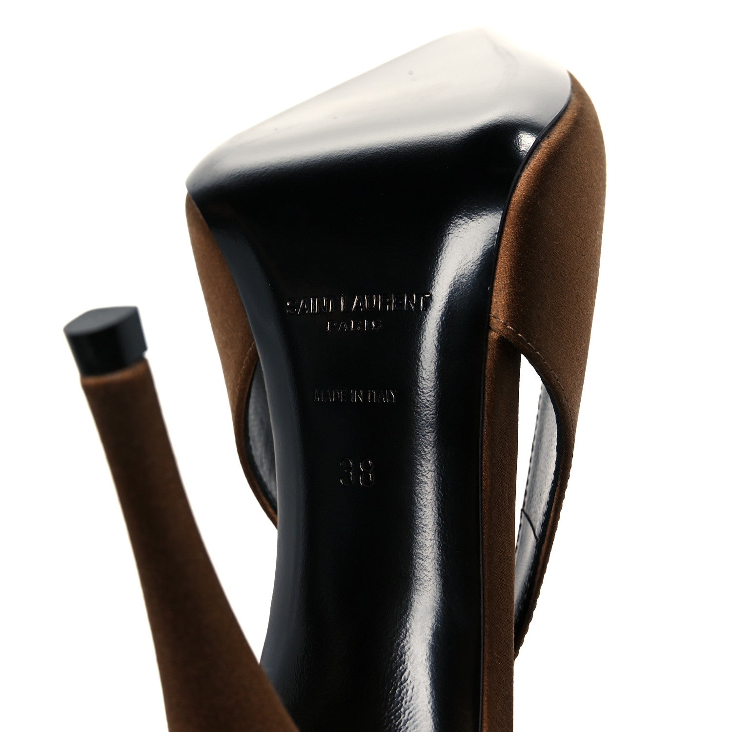 Saint Laurent Silk Satin Faye 110 Pumps 38 Deep Cognac 8 of 10