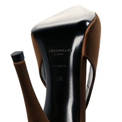 Saint Laurent Silk Satin Faye 110 Pumps 38 Deep Cognac 8 of 10