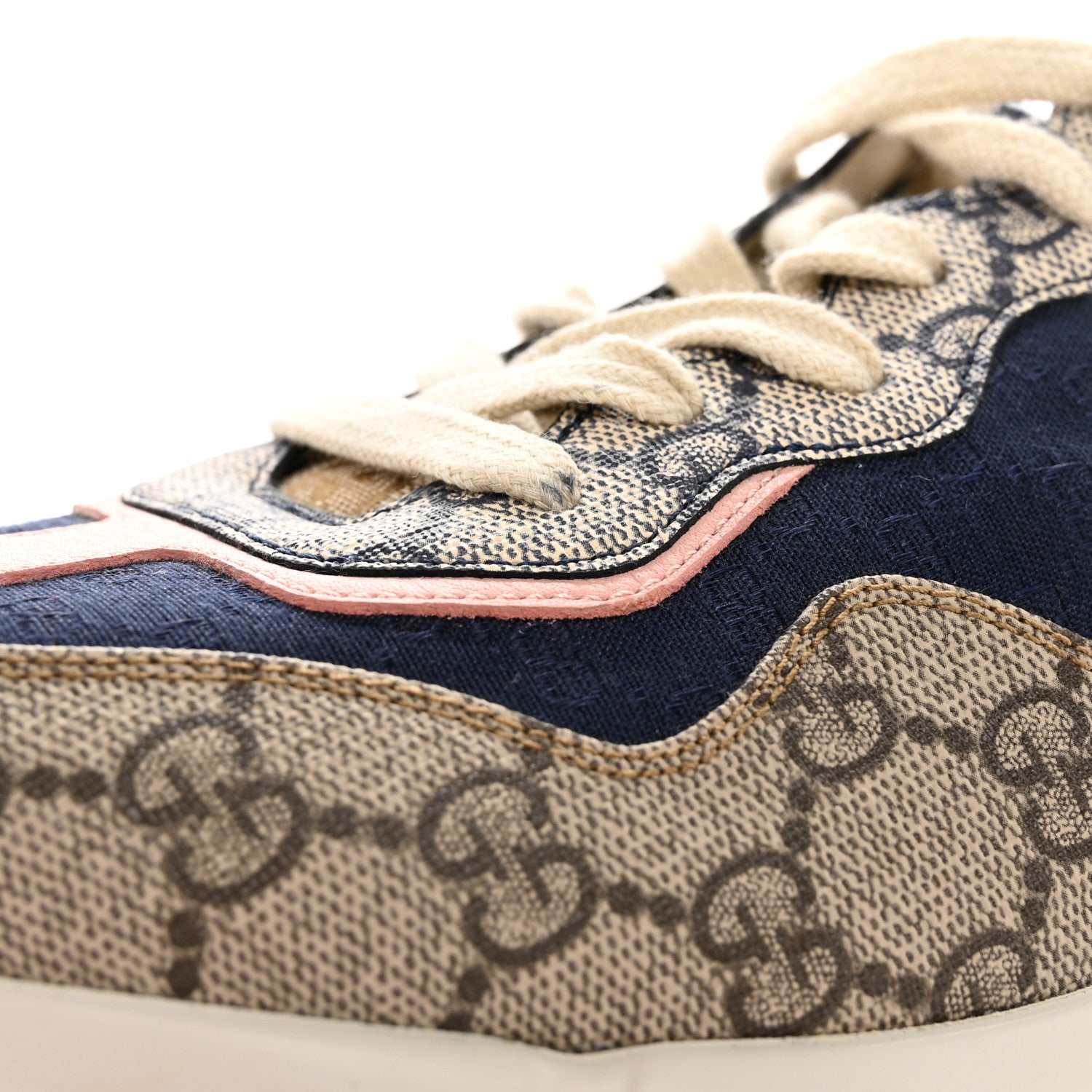 Gucci GG Supreme Monogram Mix Monogram Womens Rhyton Sneakers 39 London Blue Beige Pale Pink 13 of 16