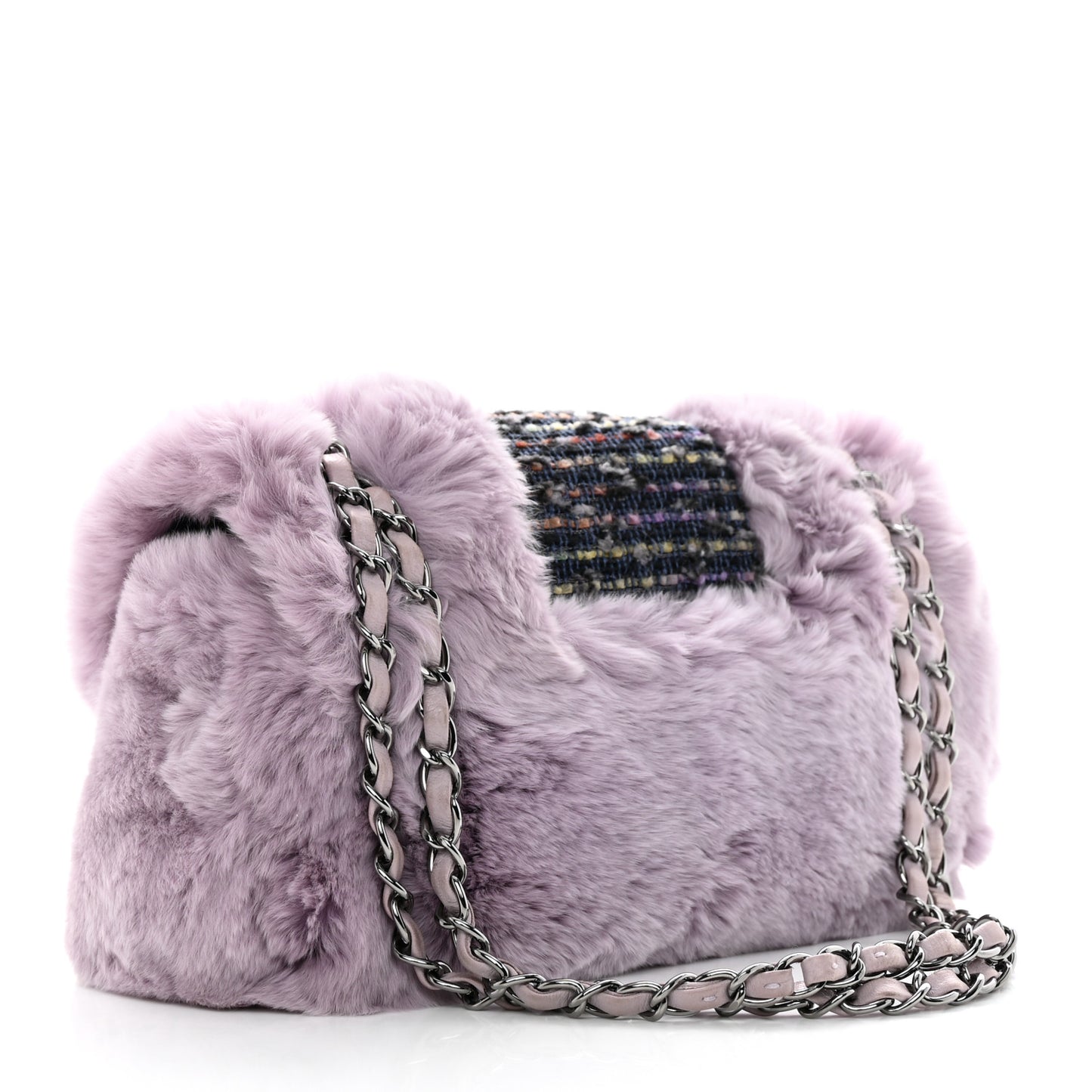 Rabbit Fur Tweed Small Fantasy Flap Lilac