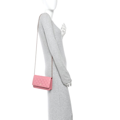 Chanel Caviar Quilted Wallet on Chain WOC Pink 2 of 15