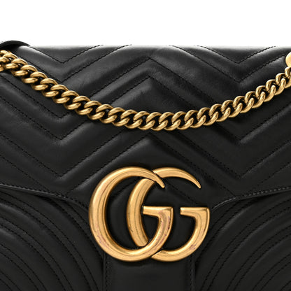 Gucci Calfskin Matelasse Medium GG Marmont Shoulder Bag Black 8 of 10