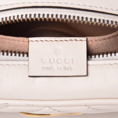 Gucci Calfskin Matelasse Mini GG Marmont Chain Shoulder Bag White 6 of 9