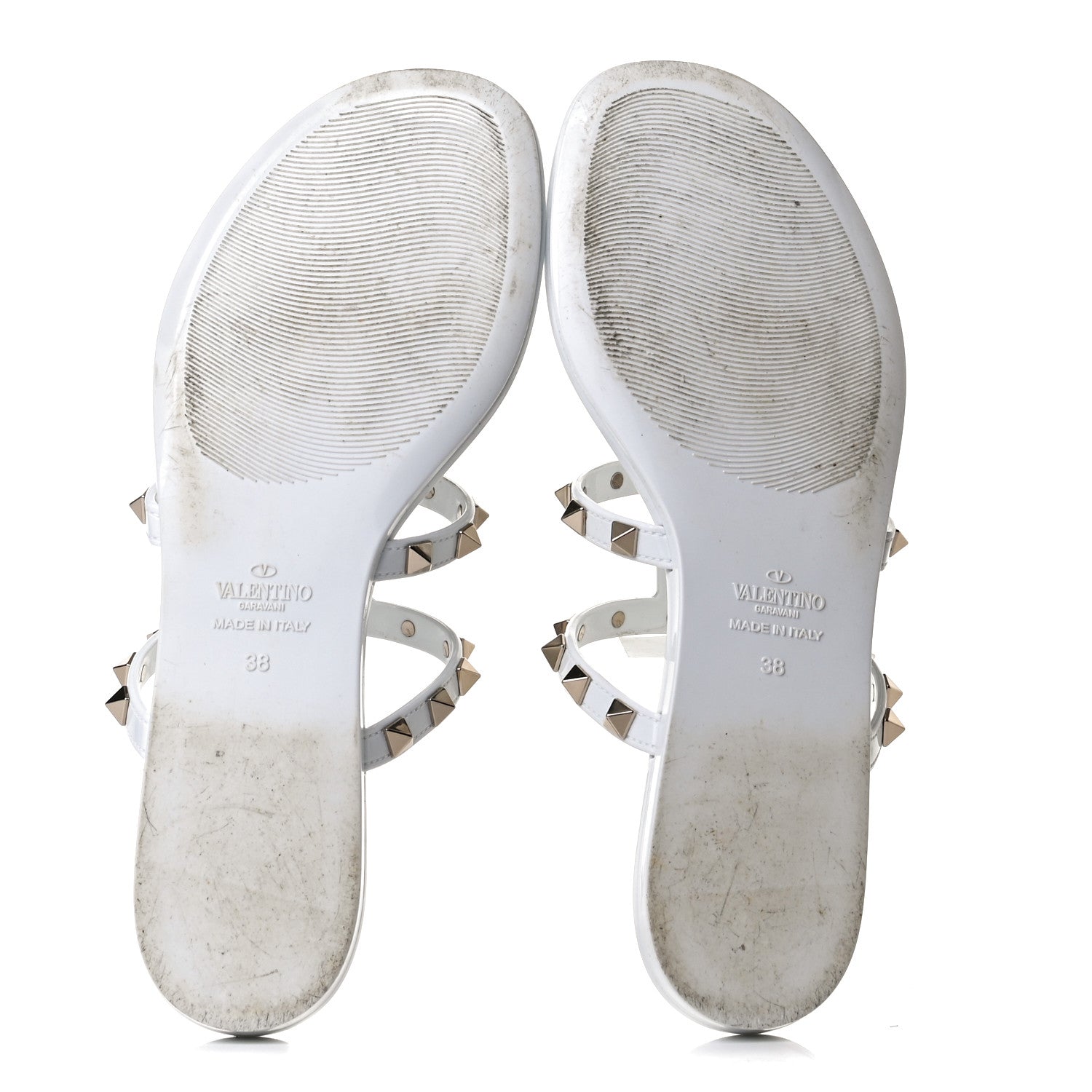 Valentino Garavani PVC Jelly Rockstud Caged Flat Thong Sandals 38 Optic White 7 of 10