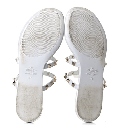 Valentino Garavani PVC Jelly Rockstud Caged Flat Thong Sandals 38 Optic White 7 of 10