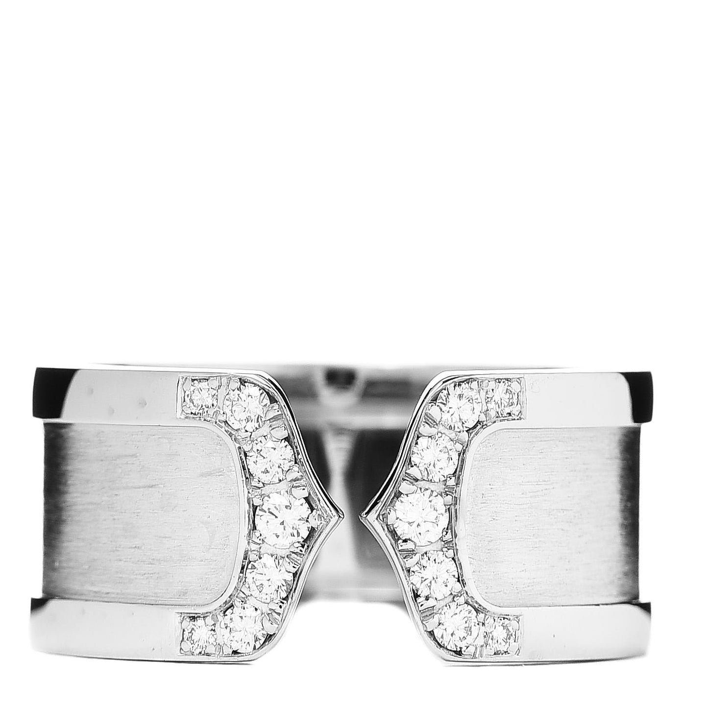 18K White Gold Diamond 10mm C De Ring 56 7.75