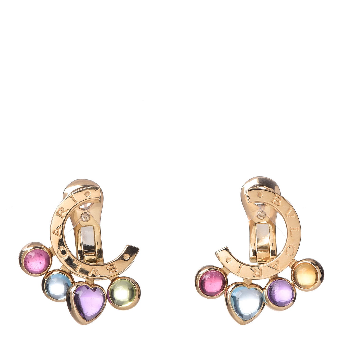 18K Yellow Gold Pink Tourmaline Blue Topaz Amethyst Citrine Peridot Allegra Earrings