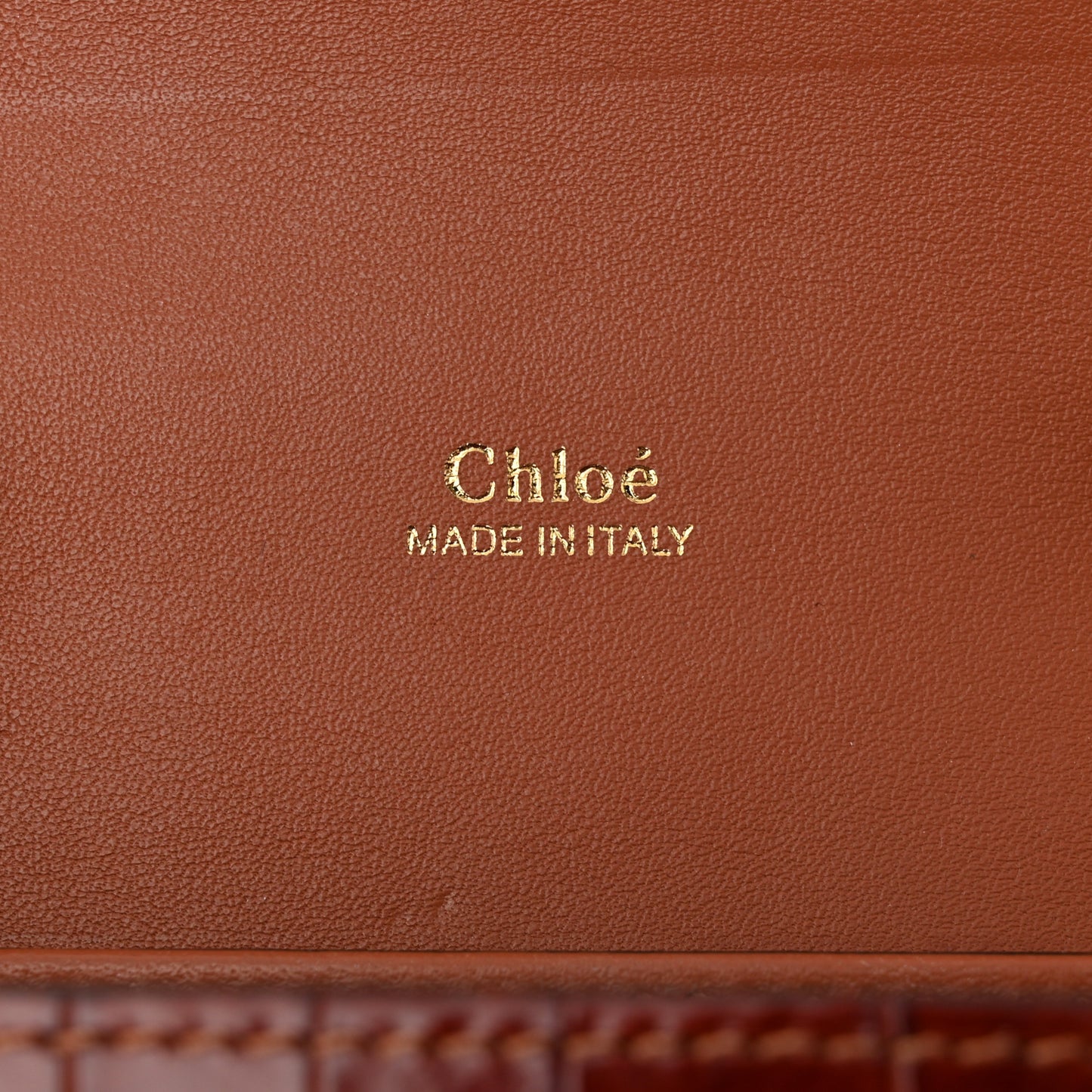 Calfskin Crocodile Embossed Small Aby Lock Chestnut Brown