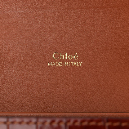 Chloe Calfskin Crocodile Embossed Small Aby Lock Chestnut Brown 6 of 10