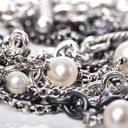 David Yurman Darkened Sterling Silver Hematite Pearl Multi-Row Bracelet 6 of 9