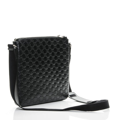 Gucci Guccissima Signature Medium Flat Messenger Bag Black 3 of 7