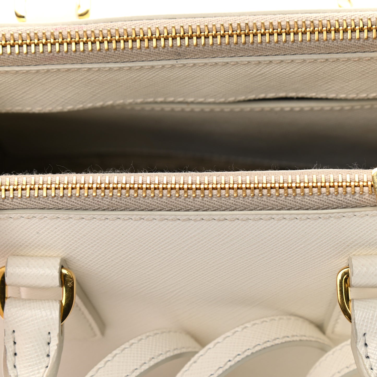 Saffiano Mini Galleria Double Zip Tote Bianco