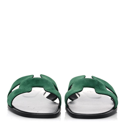 Hermes Suede Goatskin Oran Sandals 39 Vert Electrique 2 of 11