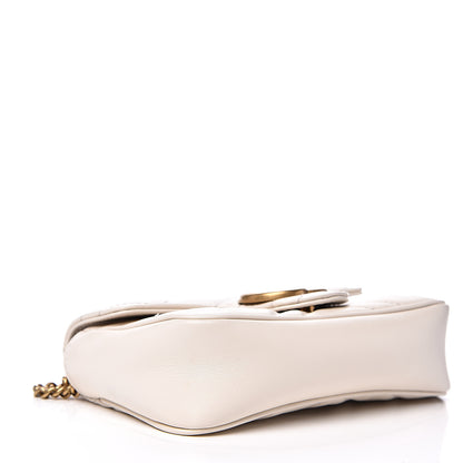 Gucci Calfskin Matelasse Super Mini GG Marmont Shoulder Bag White 4 of 11