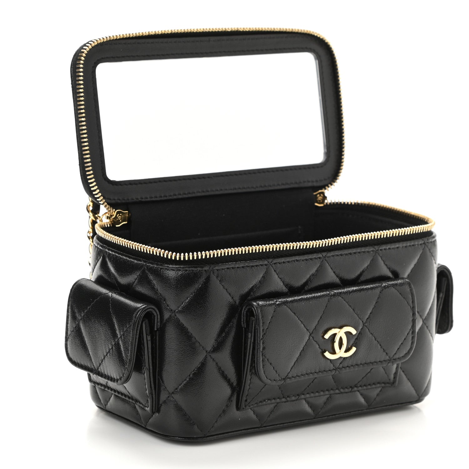 Chanel Lambskin Quilted Polly Pocket East West Top Vanity With Chain Black 5 of 12