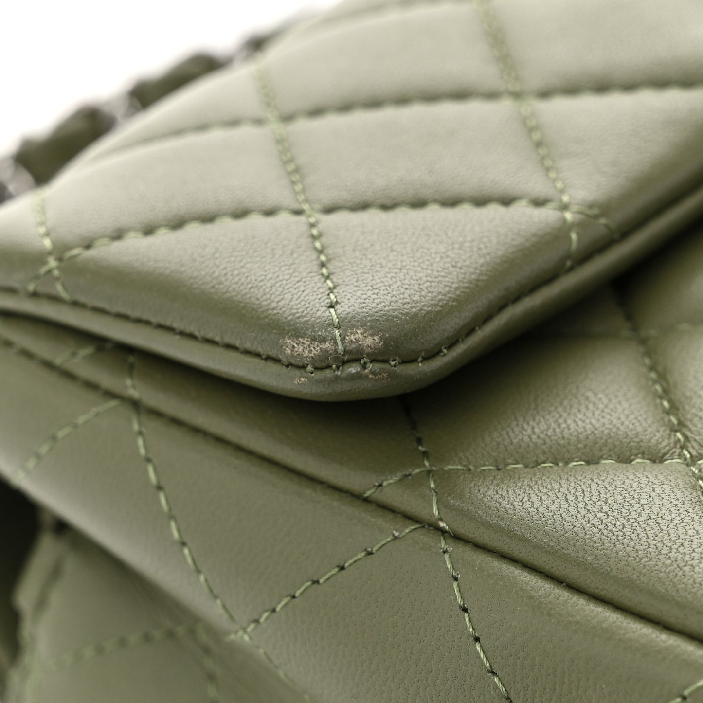 Lambskin Quilted Mini Rectangular Flap Green