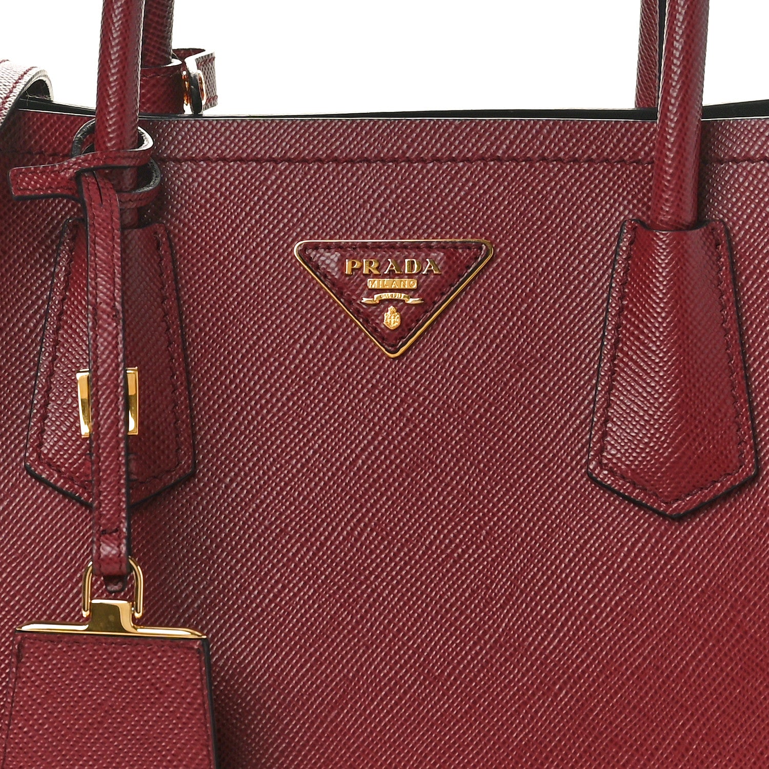 Prada Saffiano Cuir Small Double Bag Cherry Black 8 of 10