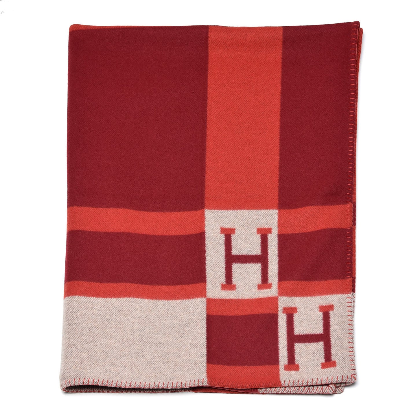 Wool Cashmere Avalon Bayadere Blanket Rouge