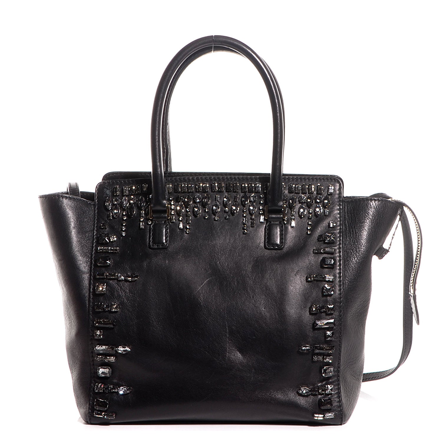 Valentino Garavani Lambskin Crystal B Diamond Tote Black 1 of 9