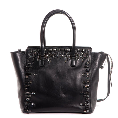 Valentino Garavani Lambskin Crystal B Diamond Tote Black 1 of 9