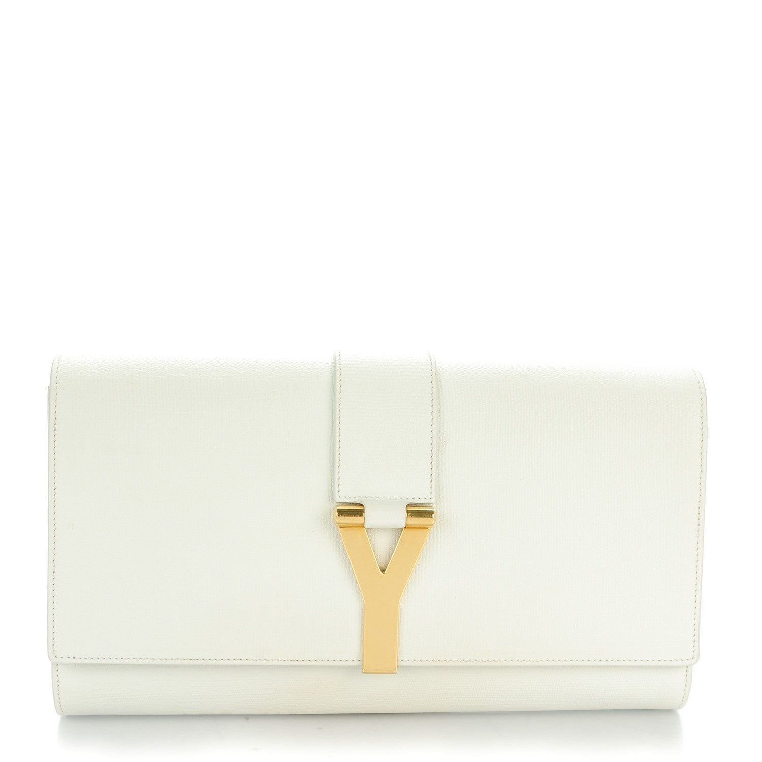 Saint Laurent Textured Calfskin Classic Y Ligne Clutch White 1 of 7