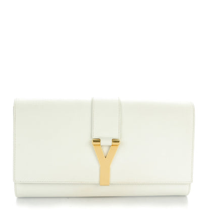 Saint Laurent Textured Calfskin Classic Y Ligne Clutch White 1 of 7