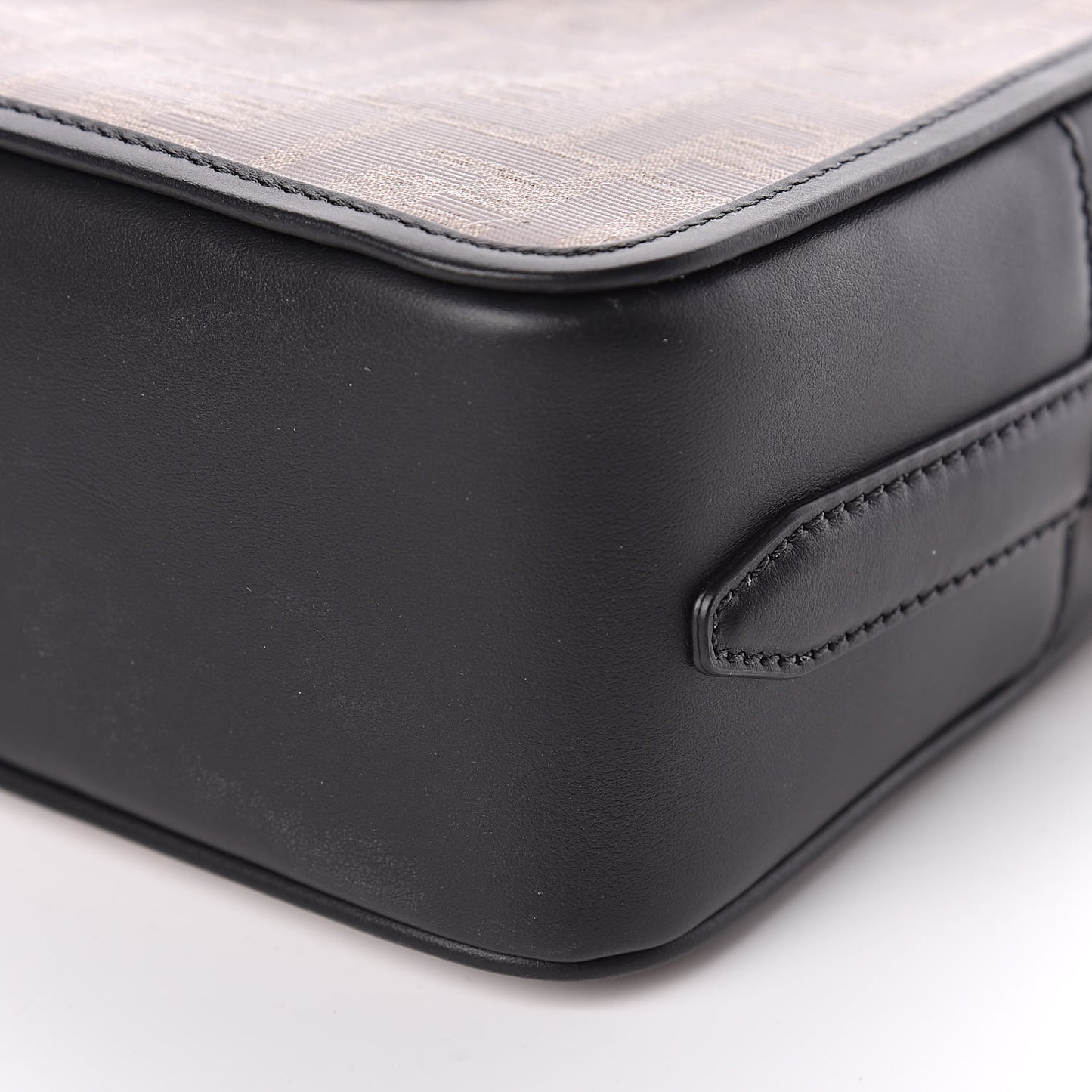 Glazed Fabric Vitello Century FF 1974 Stamp Patch Camera Case Mogano Panna Black